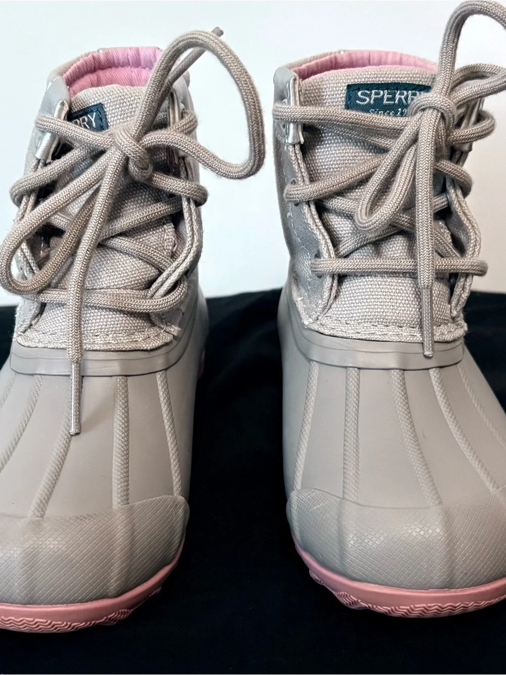 Sperry Toddler Girls Port Duck Boots Gray Pink Sparkle Size 9